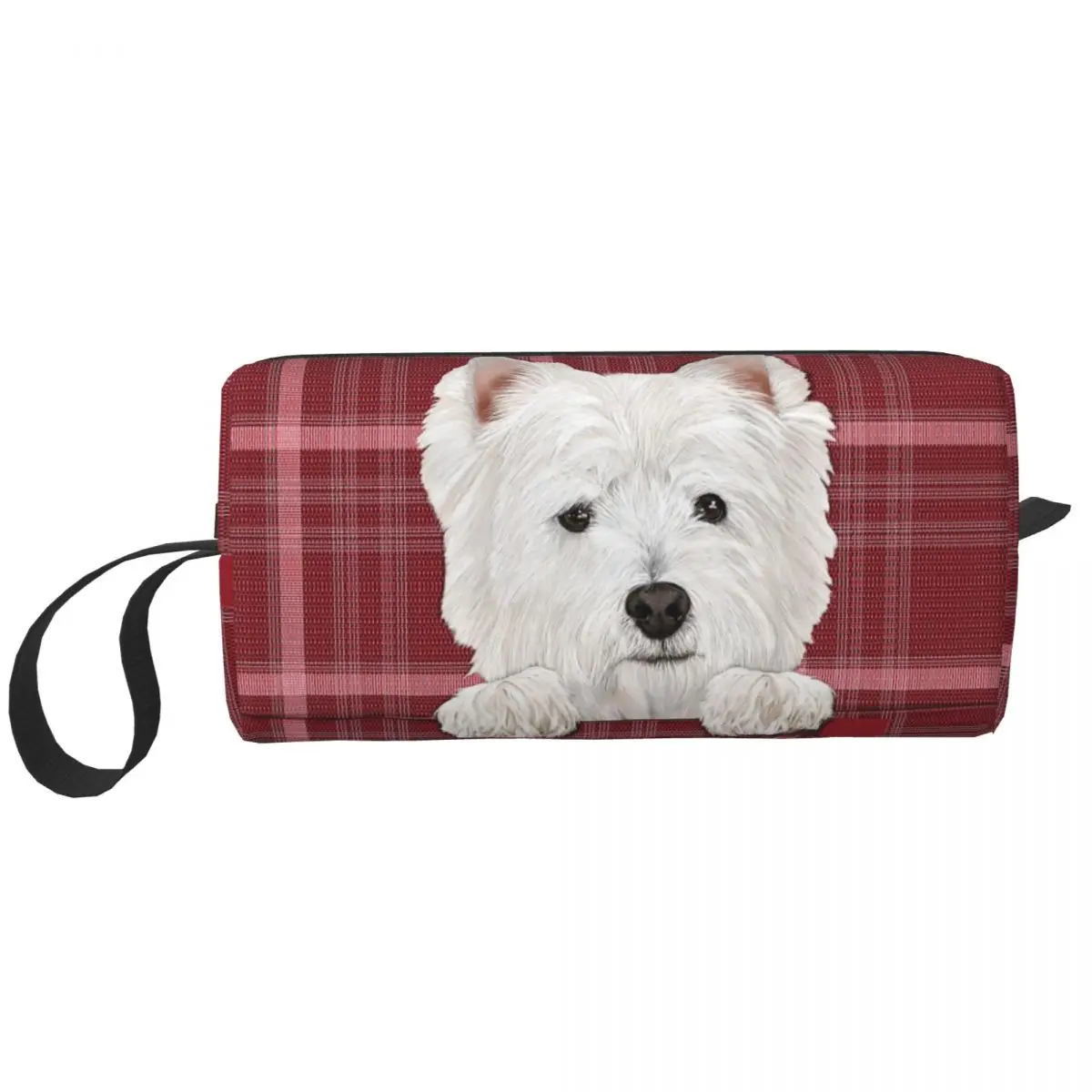 Westie West Highland Terrier большая сумка для макияжа с милым щенком, водонепроницаемая сумка, дорожные косметички, Портативная сумка для туалетных принадлежностей