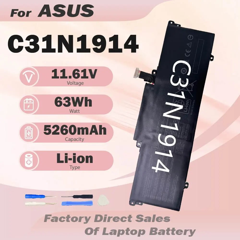 C31N1914 63Wh Laptop Battery Replacement for Asus ZenBook 13 UX425UG ZenBook 14 UX435EA UX435EA-A5007T UX435EAL UX435EG UX435EG