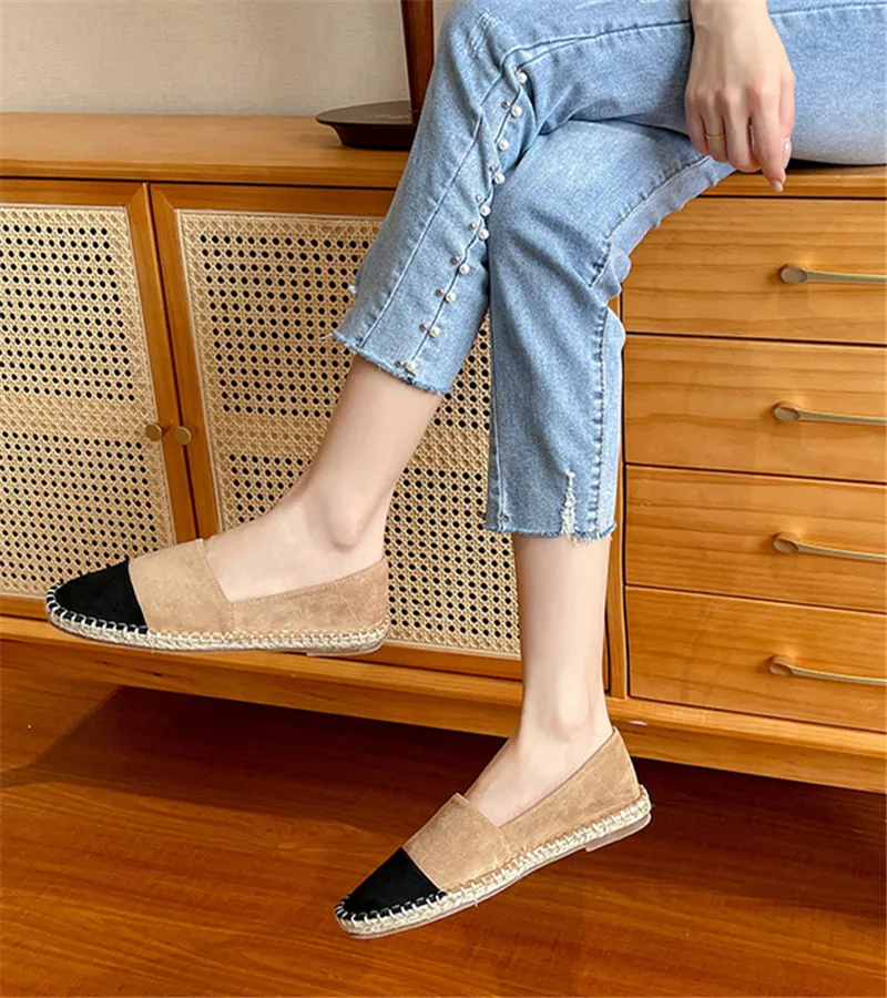 Straw Fisherman\'s Shoes Round Toe Loafers Ladies Espadrilles Outside Walking Ballet Flats Women Thick Sole Platform Slippers