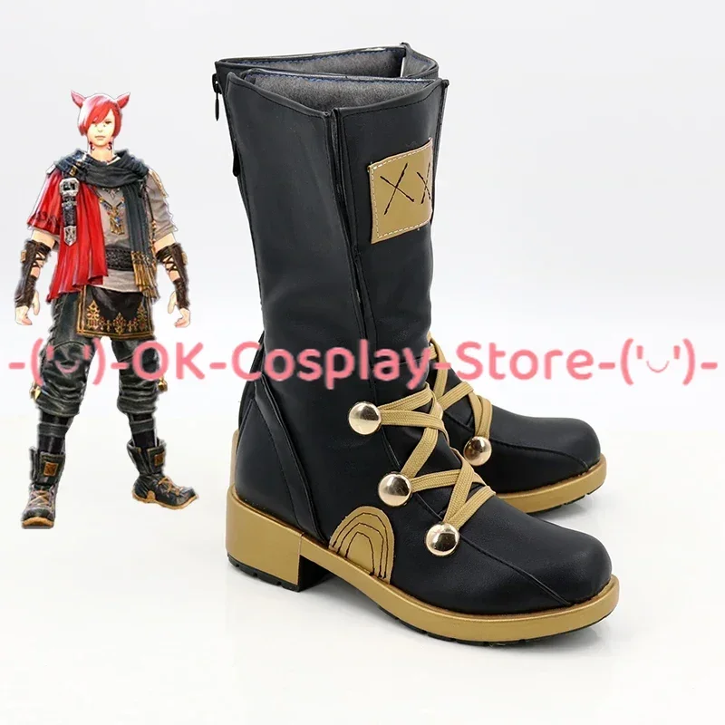 G'raha Tia Cosplay Shoes Game FF14 Cosplay PU Leather Shoes Halloween Carnival Boots Cosplay Props Custom Made