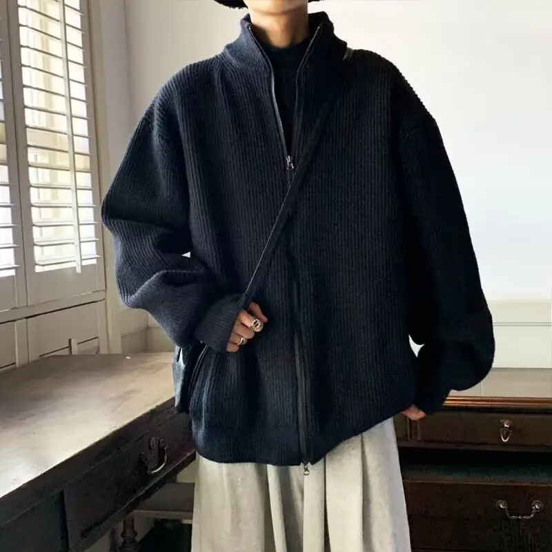 New Simple Faion Doppia cerniera Pelliccia di agnello Artistico Personali INS Trend Harajuku Versatile maglione lavorato a maglia pigro giapponese Sle