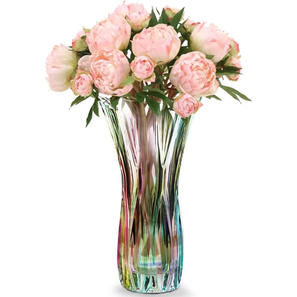 

Flower Vase Large Size11.8 inch Phoenix Tail Shape Thickened Crystal Glass for Home Decor, Wedding or Gift