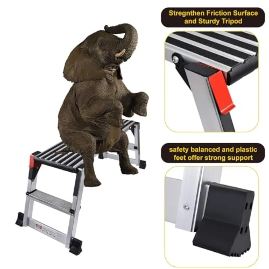 منصة عمل كبيرة الحجم وخفيفة الوزن من الألومنيوم مع 4 خطوات للاستخدام الداخلي والخارجي مثالية لصيانة تحسين المنزل #4