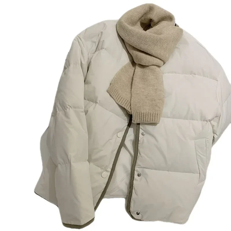 Vintage Blue Parkas Women Korean Fashion Casual Cotton Padded Coat Female Autumn Winter Single Breasted Oversized Thin Outerwear