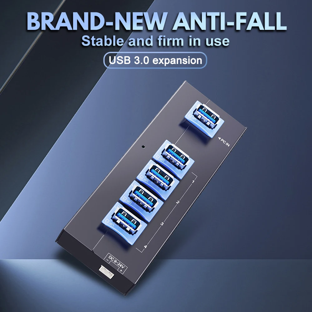 Industrial USB 3.0 Hub 4-Port with Lockable Connectors, 5Gbps SuperSpeed Hub for Windows//Linux