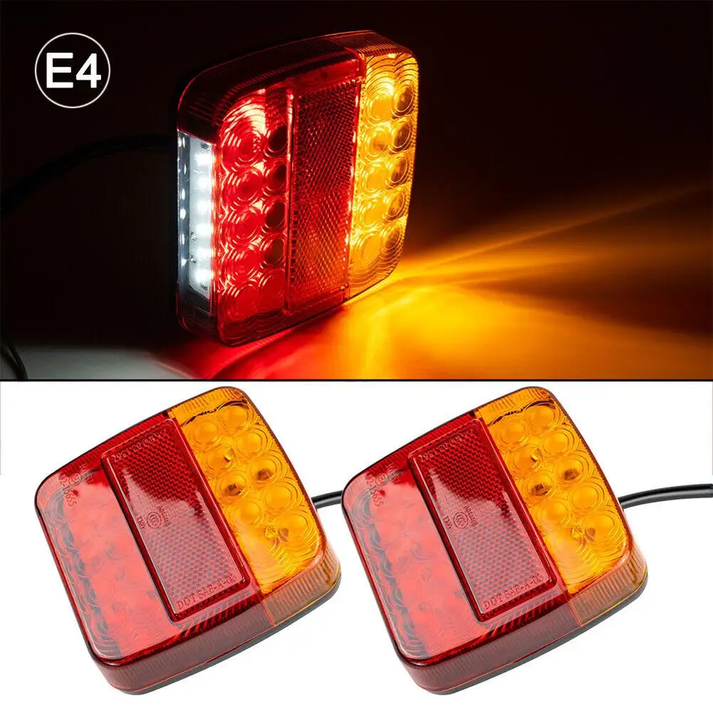 2pcs LED Trailer Tail Light DC 12v Waterproof Shockproof 20LED Stop Indicator License Plate Lamp Turn Signal for RV ATV Truck