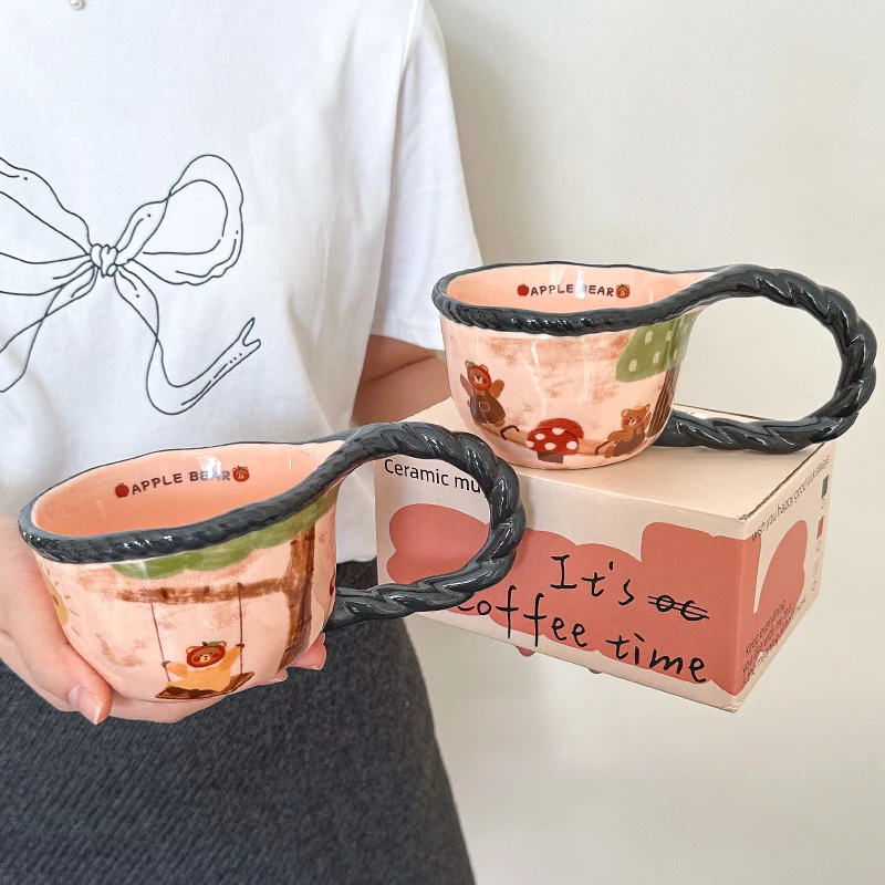 

Desk Portable Coffee Cup Handle Personalised Cappuccino Turkish Coffee Cup Ceramic Mug Canecas Cafe Criativas Home Decoration