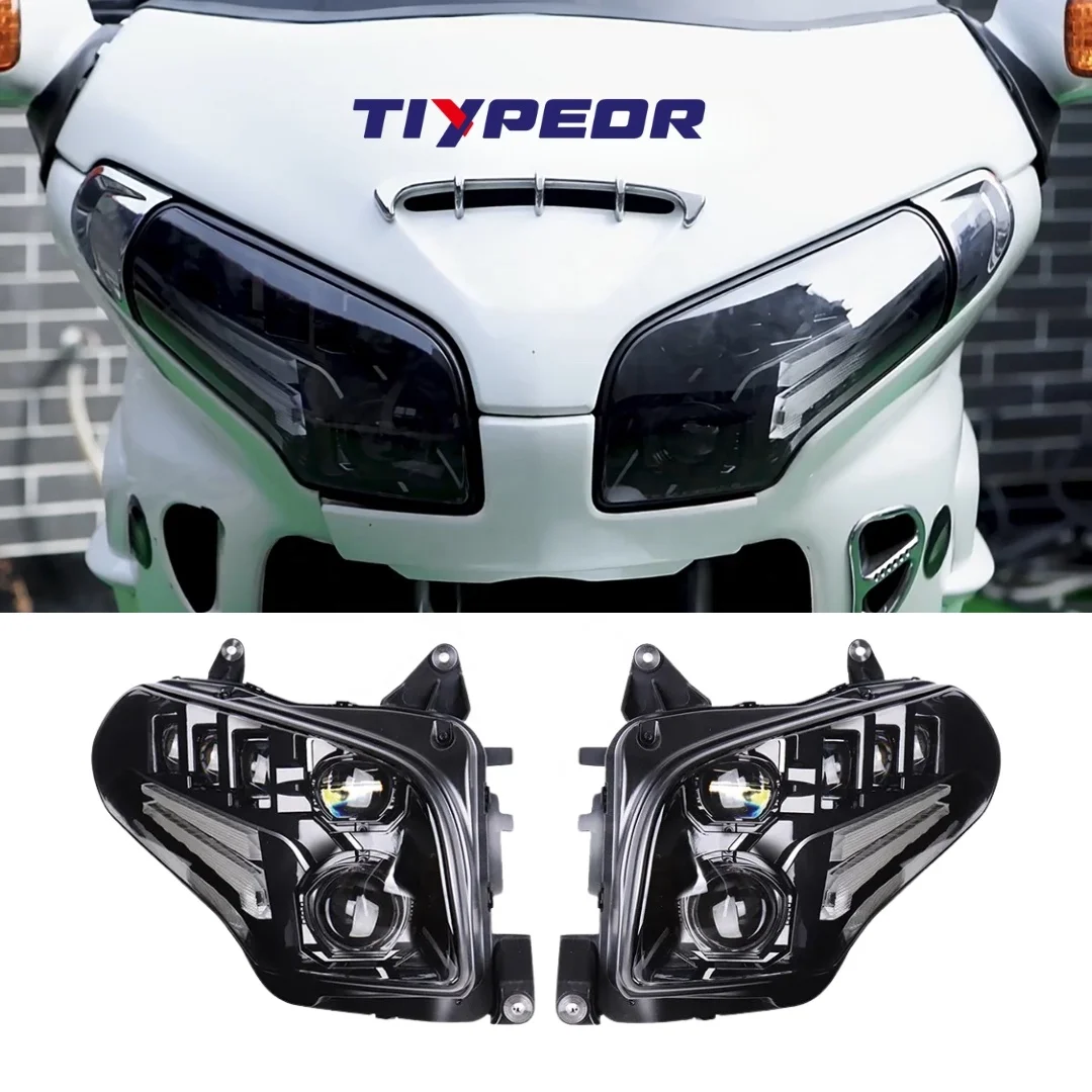 ForGL1800 Light Emitting Diode Motorcycle Replacement Headlight High/Low beam of light 75W 6500K Projector Headlight