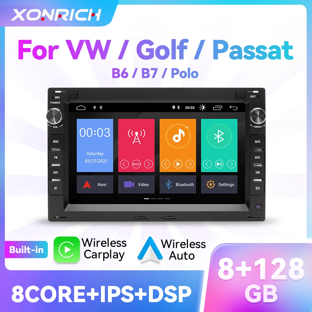 128GB Carplay Android 12 Car Radio Player For VW PASSAT B5 MK4 MK5 SHARAN Jetta Bora Polo TRANSPORT T5 CITI CHICO GPS Multimedia