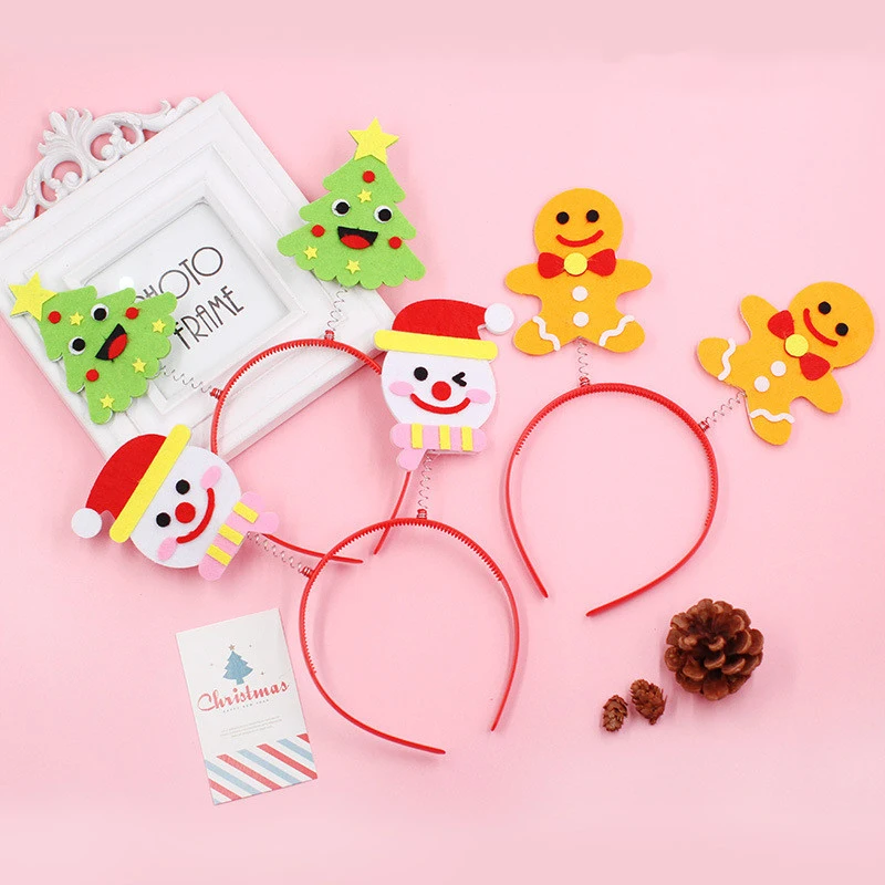 

2PCS/sets Children's Headwear DIY Handmade Material Pack Toy Christmas Hairband Kindergarten Art Cartoon Cute Hair Accessories