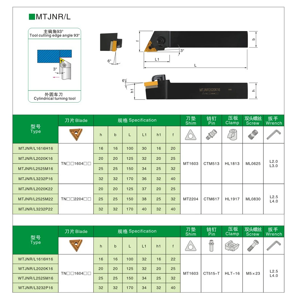 MTJNR1616/2020/2525/3232 MTJNL External Turning Tool Lathe Bar Screw Type Turning Holder CNC Cutting Tool MTJNR