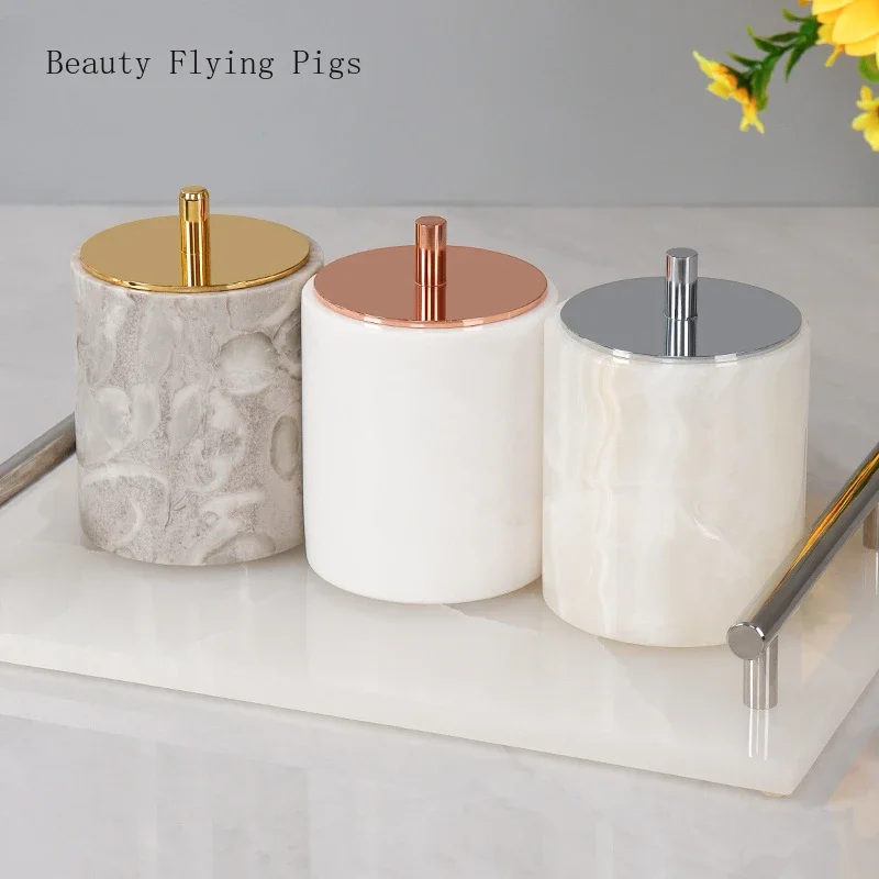 

European style high-end marble cotton swab box, toothpick box, bathroom sink storage box Kitchen accessories, Toothpick box