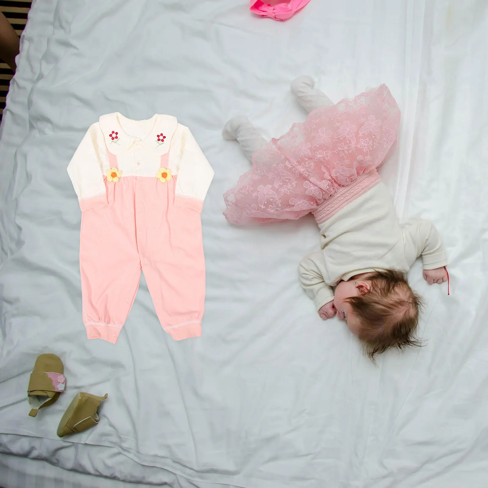 

Newborn Baby Long Sleeve Cotton Bodysuit Turn Down Collar Infant Sleepwear Outing Romper Unisex Baby Clothes Toddler Clothes