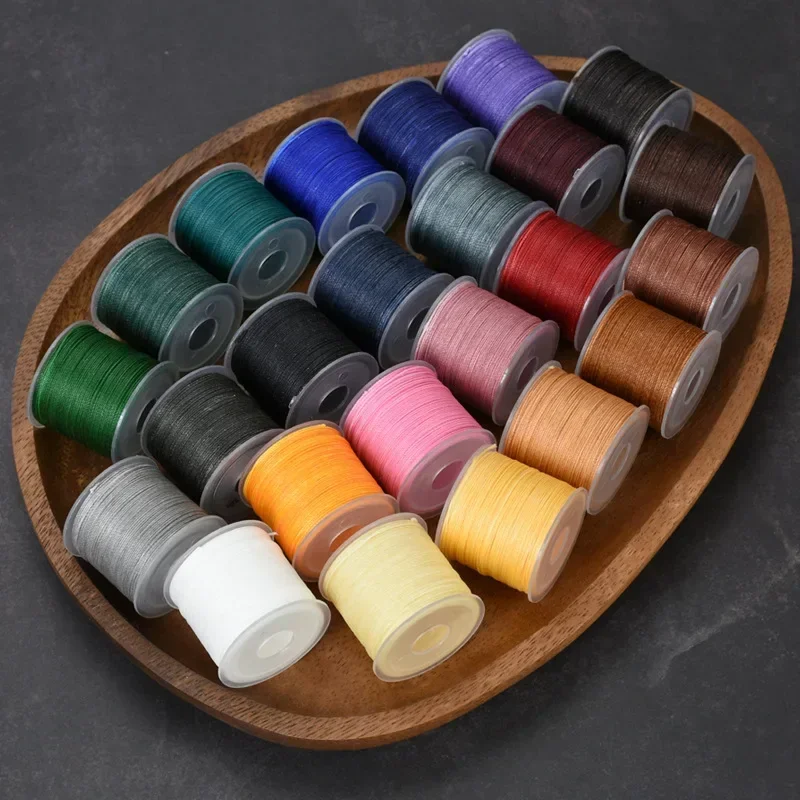 Fil de cire à coudre, corde en polyester non fendue 0,4 0,5 0,6 mm pour cordon de couture en cuir ciré fritté (20 m, 0,4-0,5-0,6 mm)