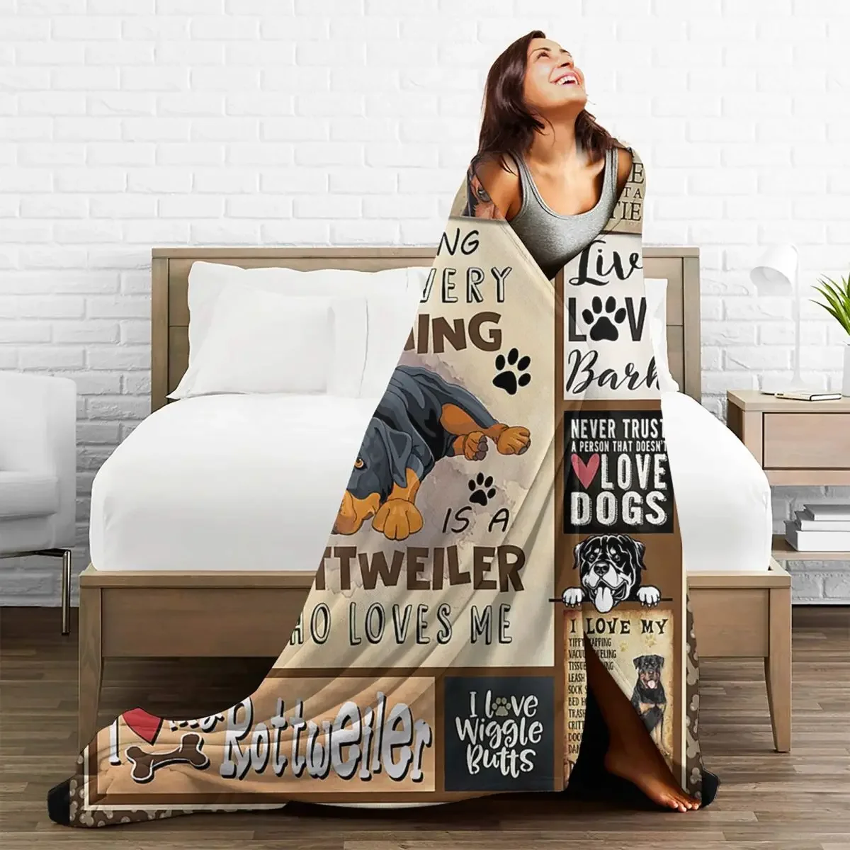 

Bark Rottweiler Baby Blankets Sofa Cover Flannel Summer Dog Plaid Soft Throw for Bedding Bedroom Bedding Throws Live Love