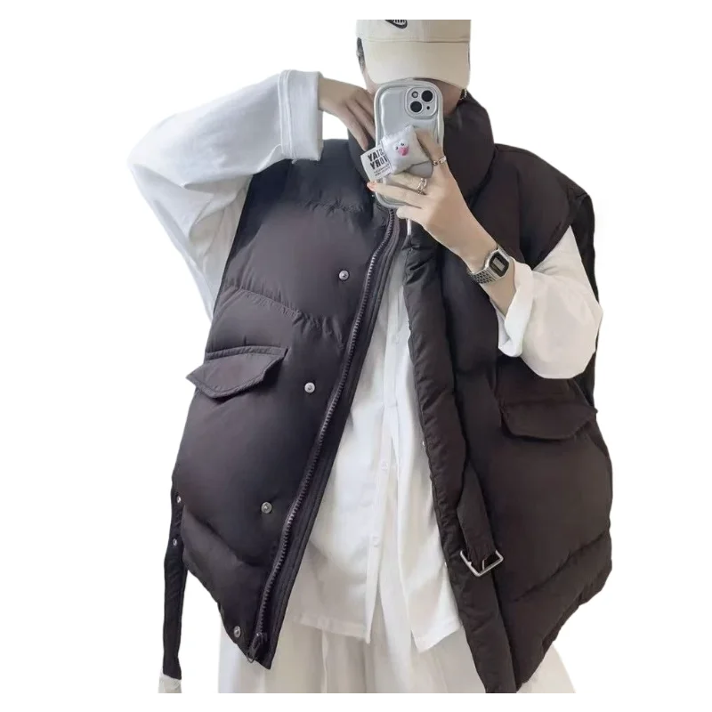 ダウンベスト 2025 秋冬新作 カジュアル リラックス 通勤スタイル オーバーサイズ 厚手 暖かいコート トレンド