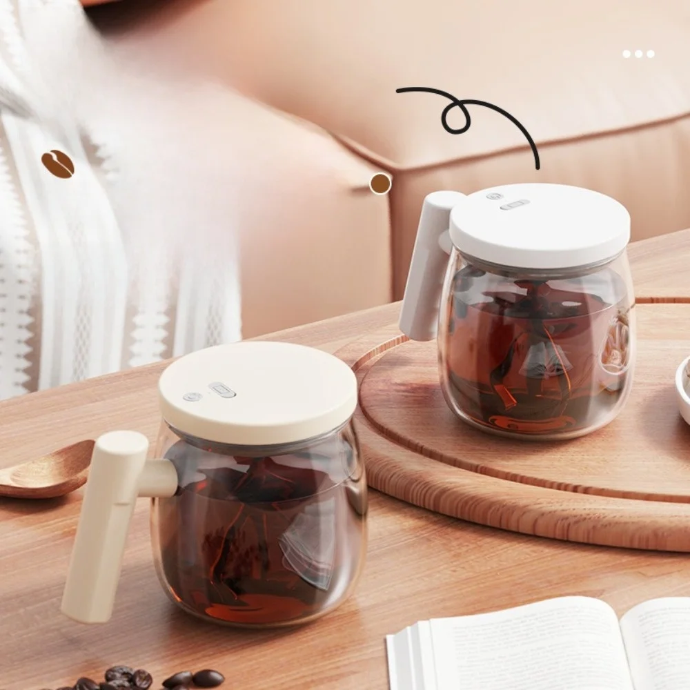 

Высокобосиликатная электрическая самоперемешивающаяся кружка с крышкой и ручкой Легкая стеклянная кофейная чашка Высокоскоростное смешивание