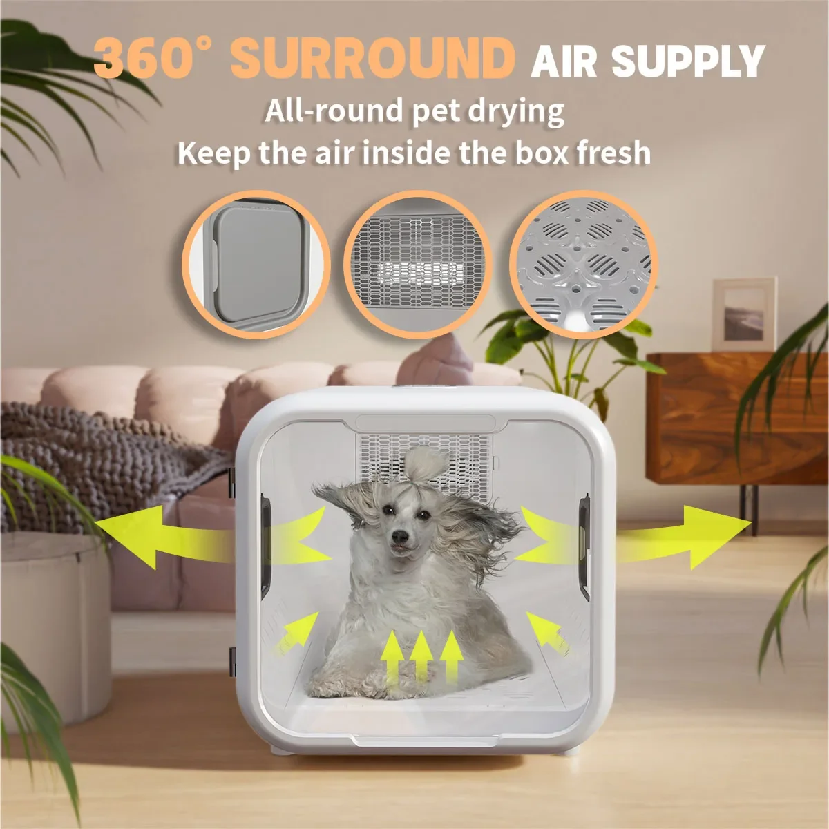 Fanhappy Pet Dryer Cat Silent Dog Dryer , Smart Intelligent Automatic Natural Wind Pet Dryer Room