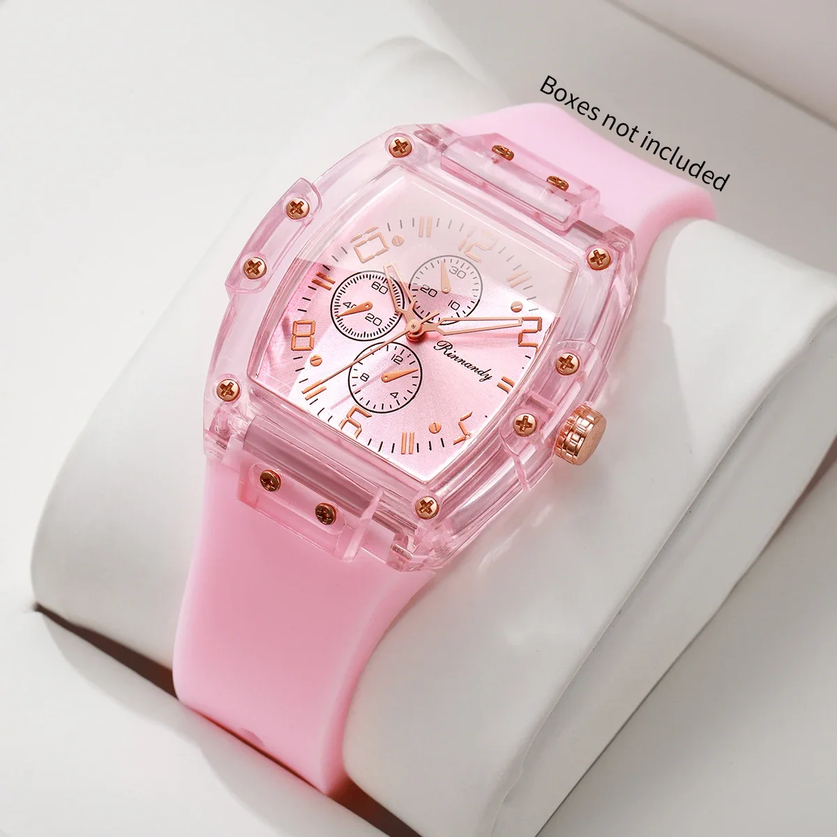 Tonneau Dial Fashion Women Quartz Watch Candy Color Silicone Strap Students Sports Wristwatch Relogio Feminino (Without Box)