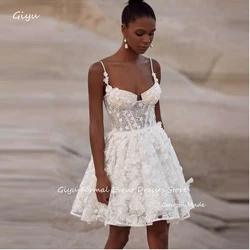 Giyu Modern Lace Short Wedding Dresses Spaghetti Straps Sweetheart Mini Sexy Bridal Gowns Robe de mariage Vestidos Country