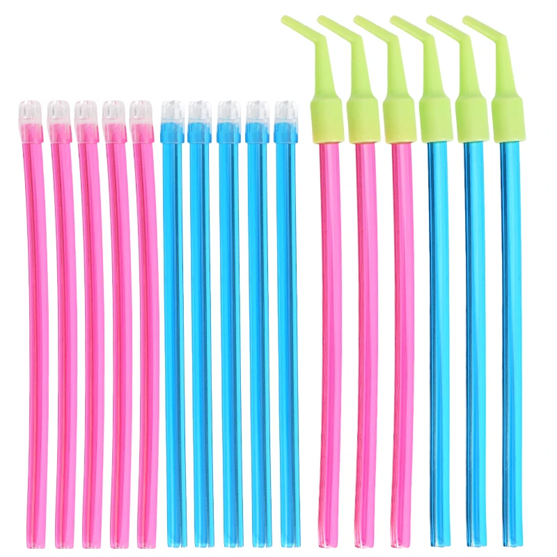 100Pcs Saliva Ejector Adapter Flexible Evacuation Pipe Disposable Low Volume Suction Tip Conversion Head Straw