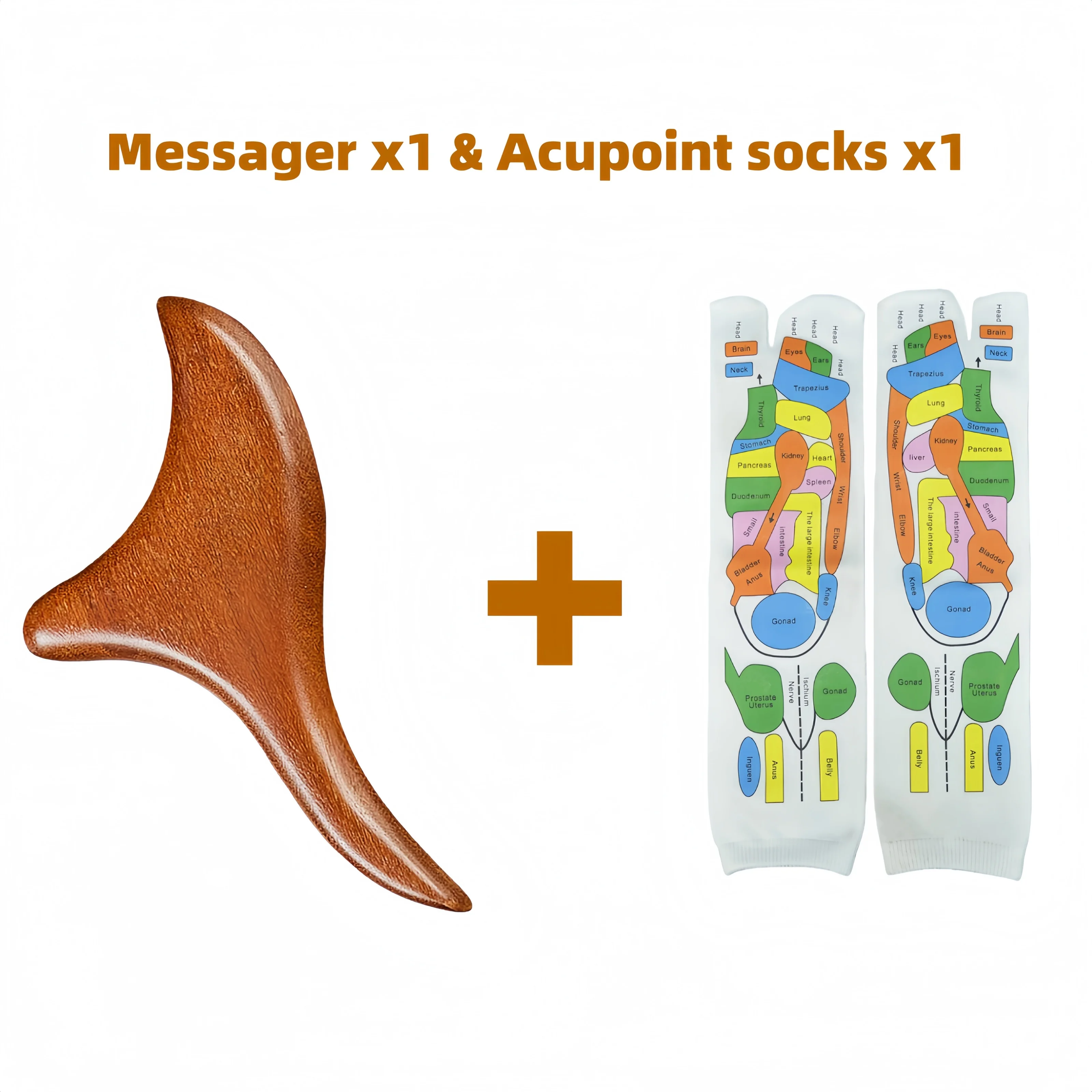 Massagegerät und Akupunkt-Socken-Set aus Holz, Gua Sha, professionelle Lymphdrainage-Werkzeuge, Massagegeräte aus Holz für Nacken, Beine, Hand