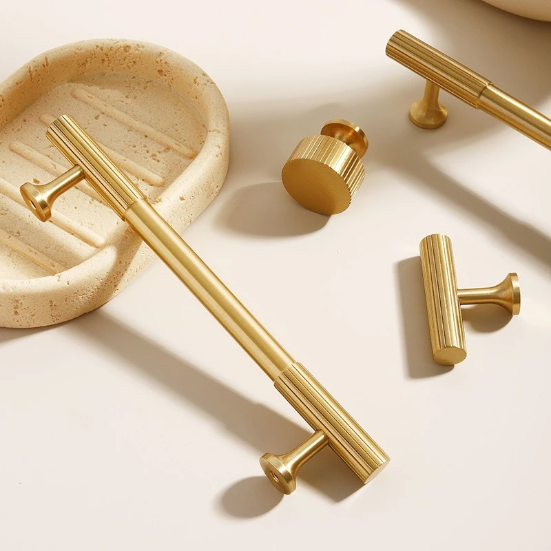 

T Bars Bedroom Wardrobes Long Pull Drawer Handle Solid Brass Handle Vertical Lines Linear Kitchen Cabinet Gold Knobs