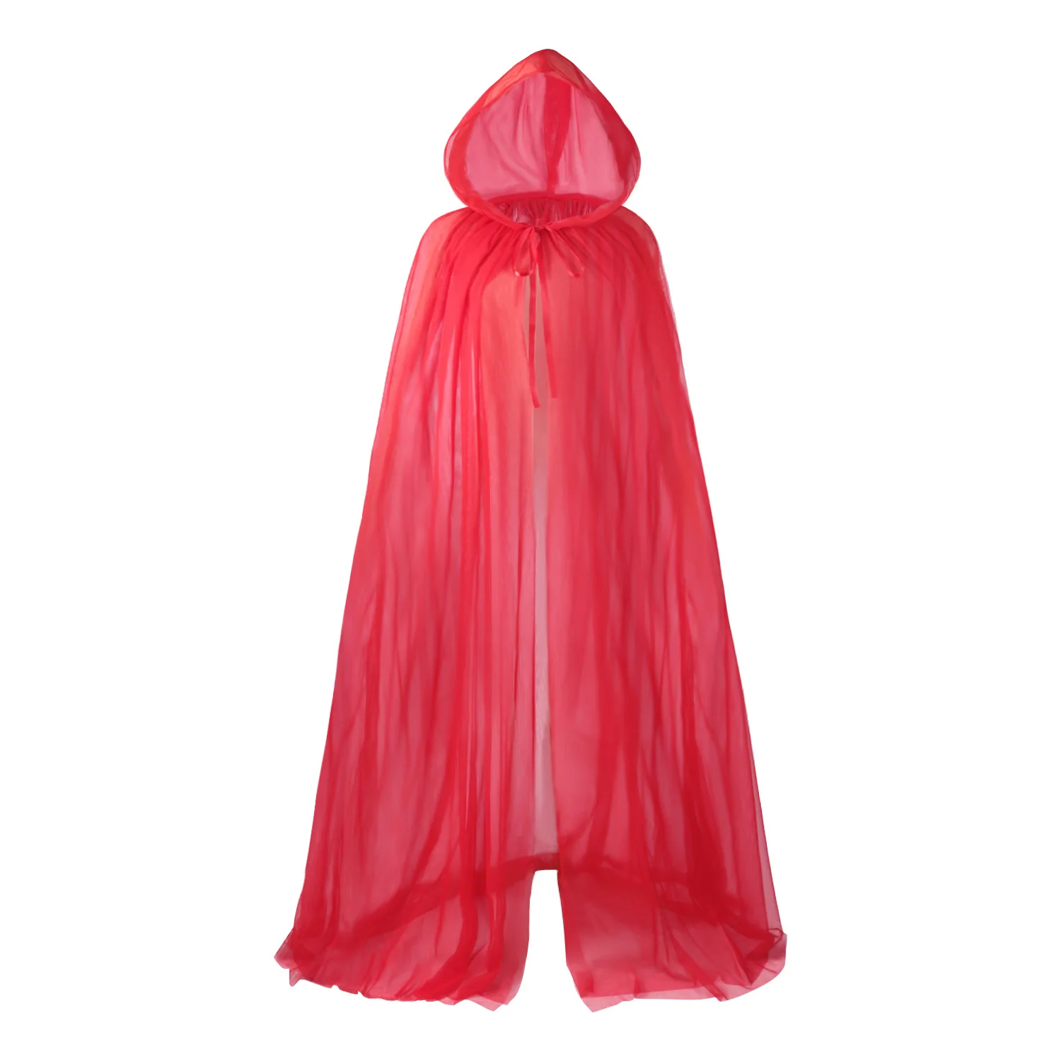 1pcs Witch Cloak Halloween Costume for Women Hood Tulle Cape Cloak Black White Red Wedding Bridals Floor Length Soft Mesh Cloaks