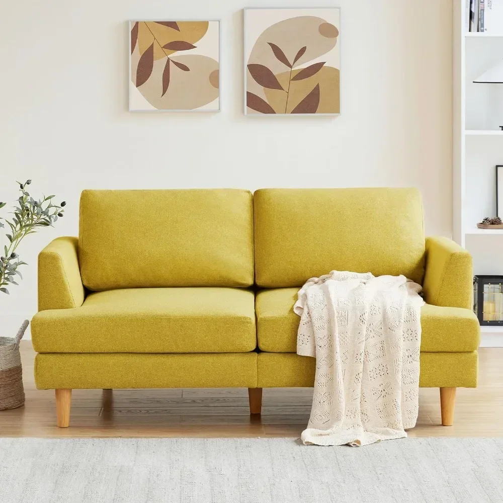 

y Small Couches with 2-Seat Upholstered Cushion, Mid Century Modern Sofas