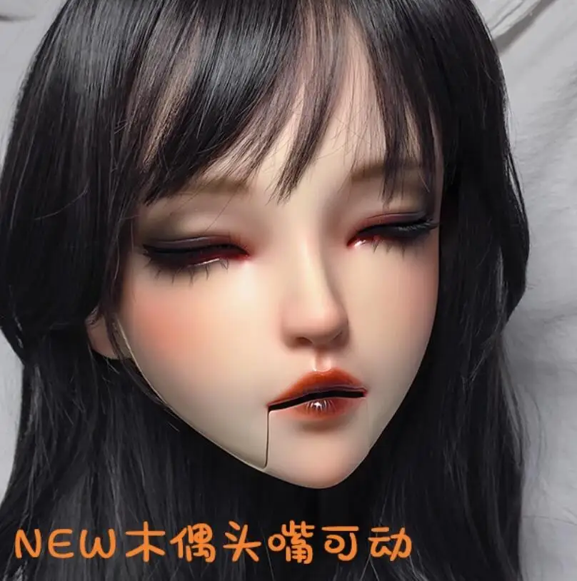 

(MUOU)Female Girl Resin Half Head Kigurumi BJD Eyes Crossdress Cosplay Japanese Lolita Doll Mask
