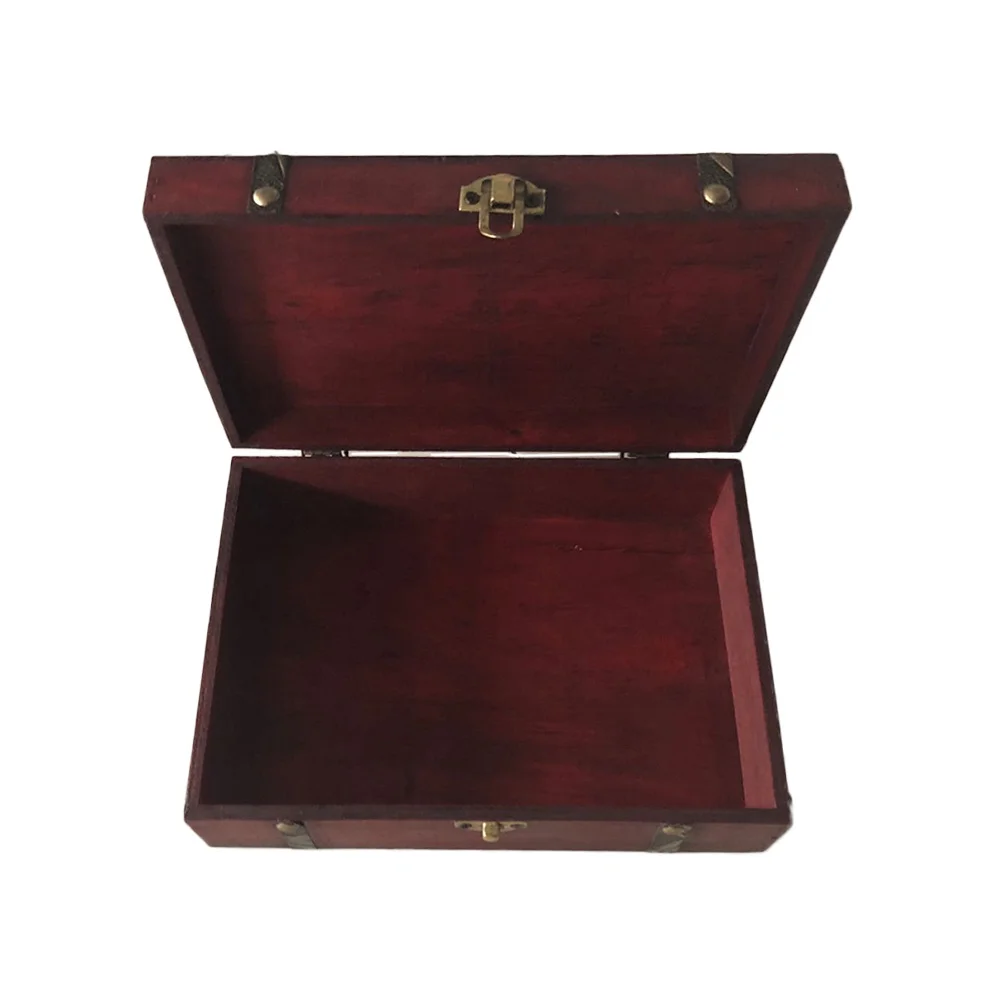 Rusty Bronze Fasteners Vintage Wood Box Carved Jewelry Storage Organizer Files Daily Articles Gift Wooden Treasure Case