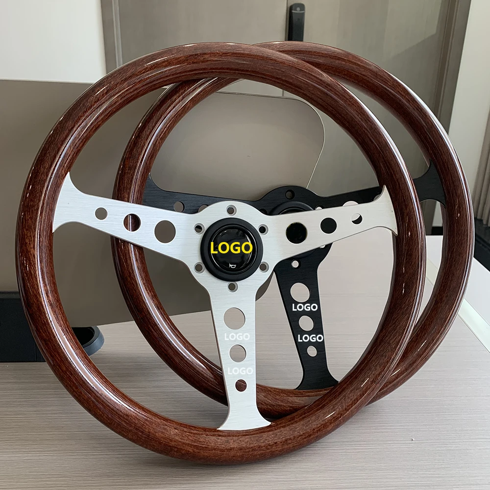 JDM Universal 14inch 350mm Wood Style Classical Vintage Sports Steering Wheel for momo