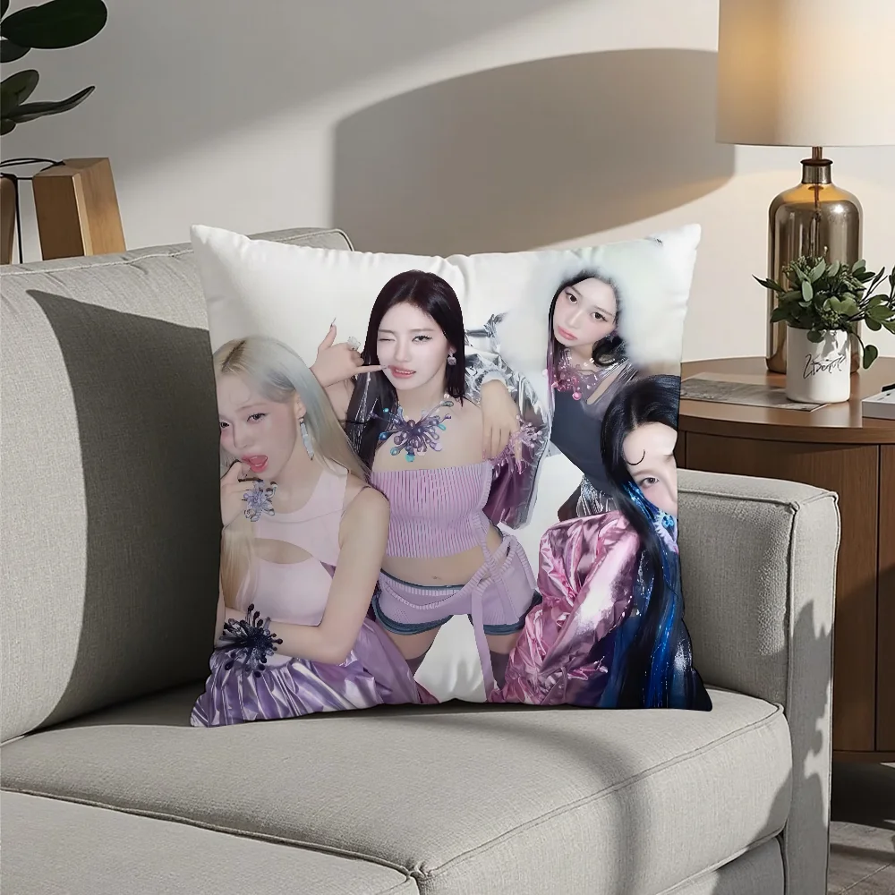 A-AespaS-K-karina Kpop Girl Pillow Case Plush Fabric Soft  Pillowcase Double Sided Print Cushion Cover Household Gifts