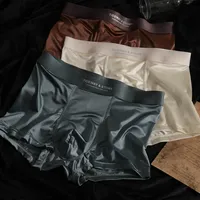 4Pack Mens Boxer Briefs Silk Blended Crotch Lining Ice Silk Mens Boxers Breathable Trendy Mens Underwear