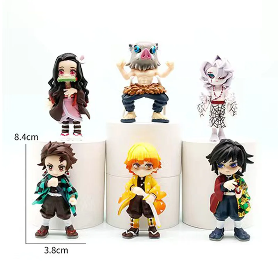 Caja ciega de Anime Demon Slayer, figura de dibujos animados de Tanjiro Kamado Nezuko, modelo de PVC, adorno, regalo de Navidad y Halloween, 1-6 uds.