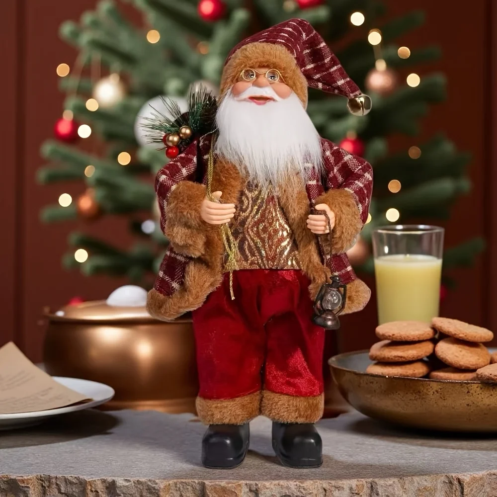 2/1 مجموعة من تماثيل سانتا كلوز القائمة والذهبية باللونين الأحمر والجلوس، مناسبة لتزيين مشاهد وحفلات عيد الميلاد المختلفة #4