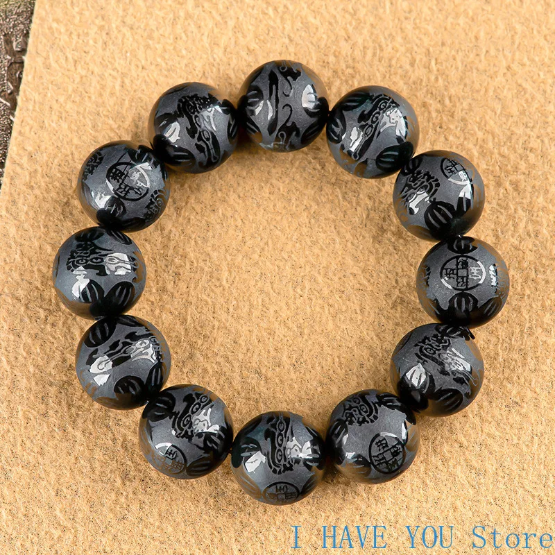 Burmese Jade Beaded Bracelets Stone Real Black Women Talismans Emerald Jadeite Luxury Vintage Jewelry Natural Accessories