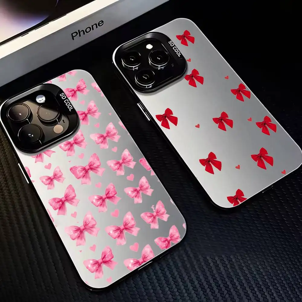 

Beauty Bow Print Phone Case For iPhone17,16,15,14,13,12,11 Plus,Pro Max Black Matte Shockproof Cover
