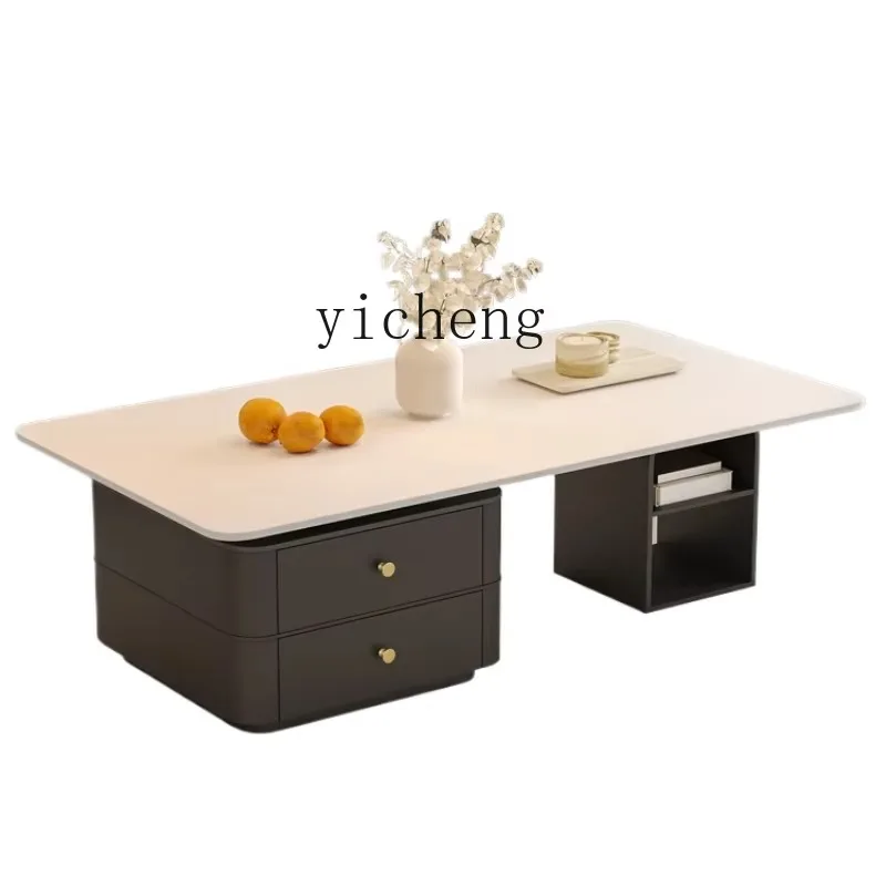 CZ-1 Stone Plate Coffee Table Home Small Apartment Minimalist Square Creative Tea Table Light Luxury High Sense