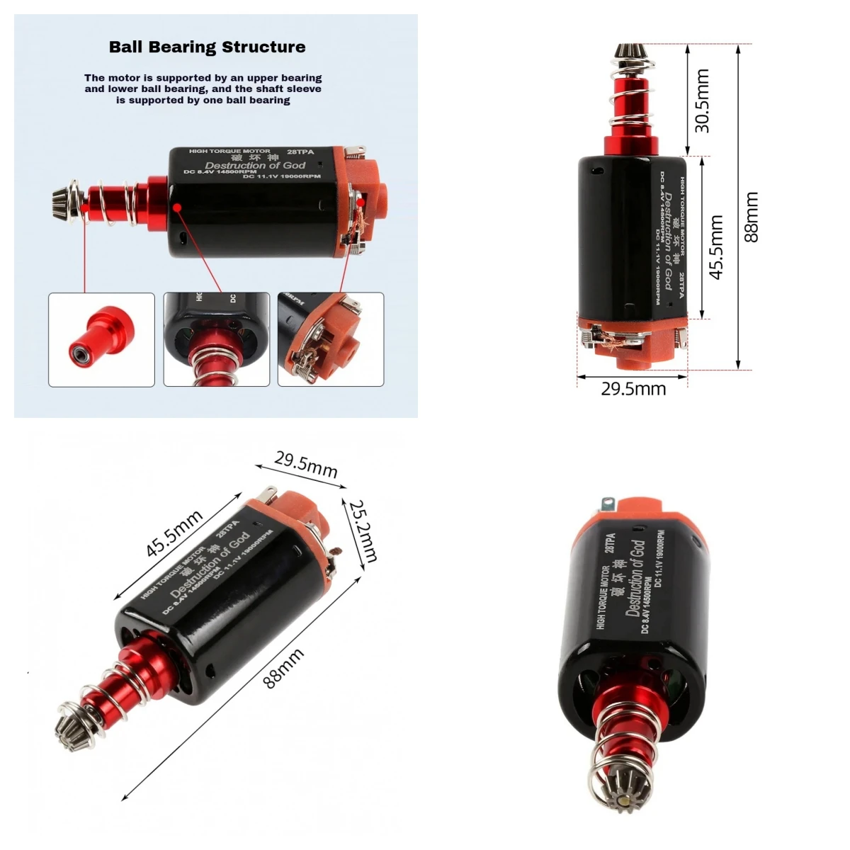 

Двигатель постоянного тока 28TPA N35H, неодим, железо, бор, магнитная сталь, длинный вал, 11,1 В постоянного тока, 19000 об/мин, высокоскоростной двигатель с шарикоподшипником с высоким крутящим моментом