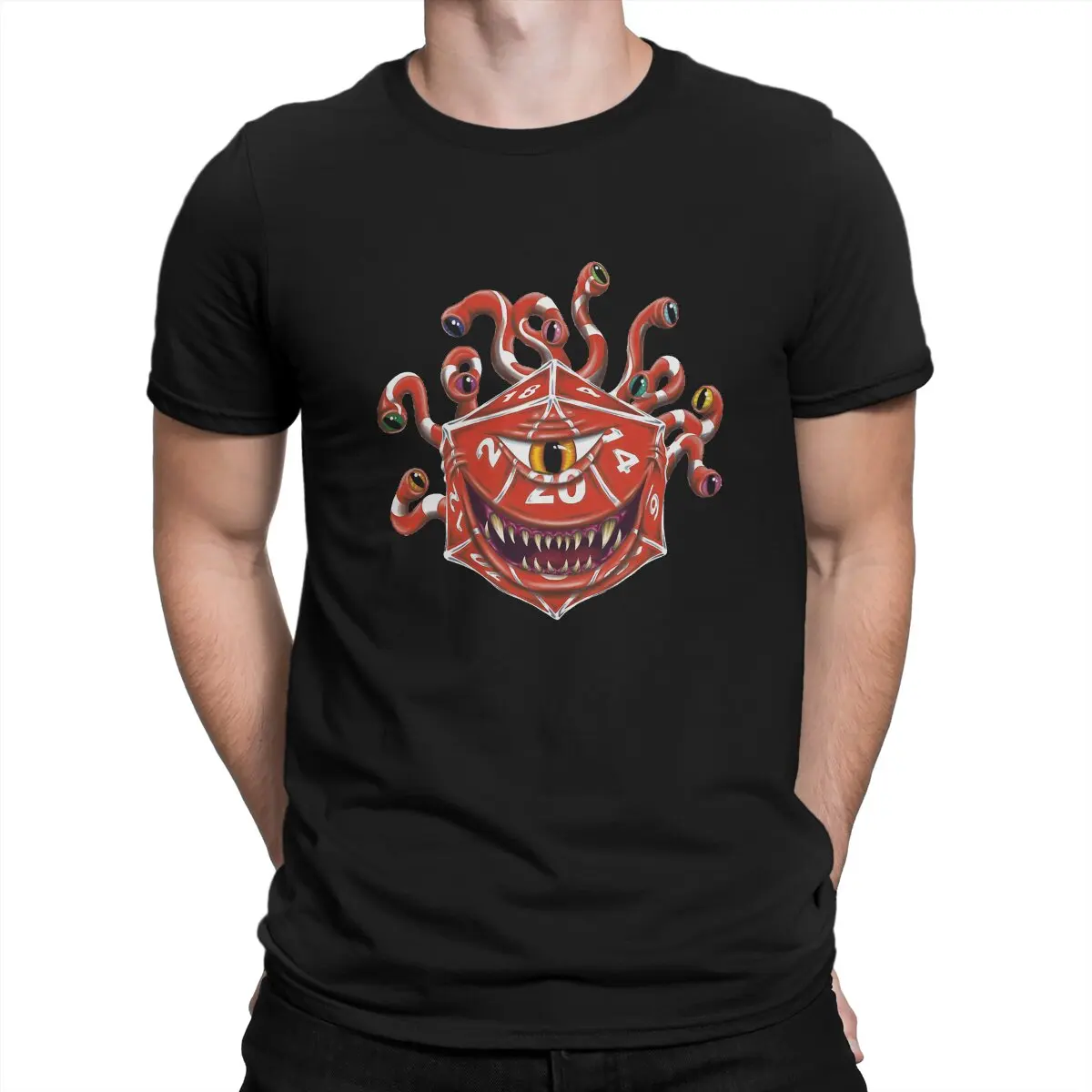 Футболка Beholder D20 DND Game Готическая футболка с круглым вырезом Harajuku Streetwear Футболка Beholder D20 DND Game Готическая футболка с круглым вырезом Harajuku Streetwear