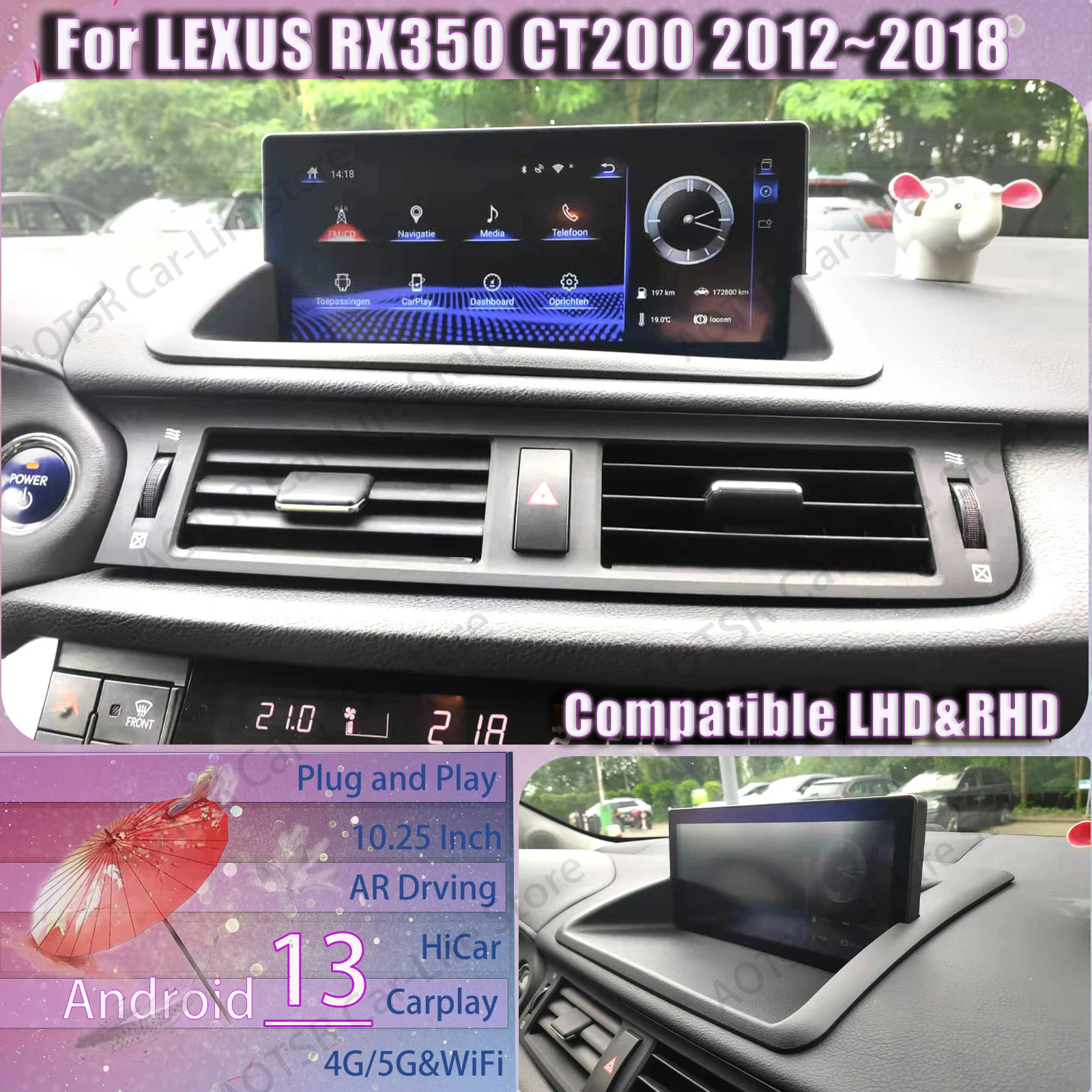 10.25'' Automotive Multimedia Android Car Radio Receiver For LEXUS RX350 CT200 2012~2018 GPS Navigation Touch Screen  Head Unit