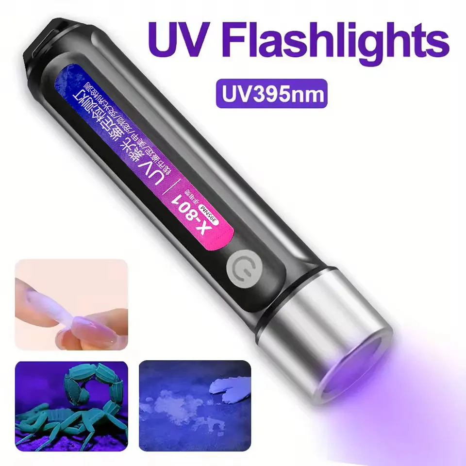 Portable LED UV Lamp Purple Light Flashlight Money Detector Fluorescent Agent Illumination Light for Detection And Security