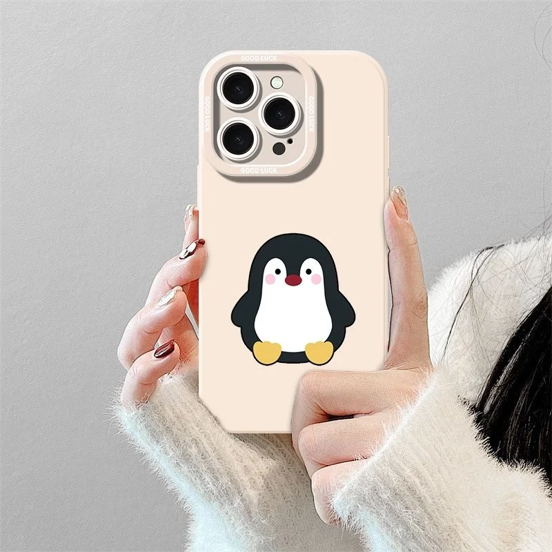 Cute Antarctic Penguin Lovely For iPhone Case 11 12 13 14 15 16 Pro XR XS Max 7 8 Plus Anti-Drop Soft Phone Y2K Cool INS Cover