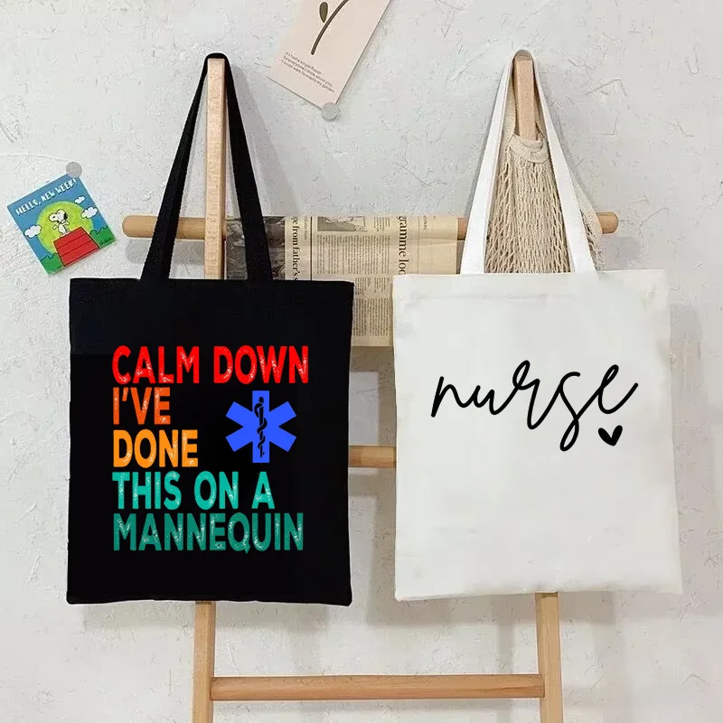 Funny Canvas Tote Bag for Women Nurse Life Handbag Handbag Vintage Y2K Aesthetics Tote Bag Nurse Typography Fashion Shoulder Bag