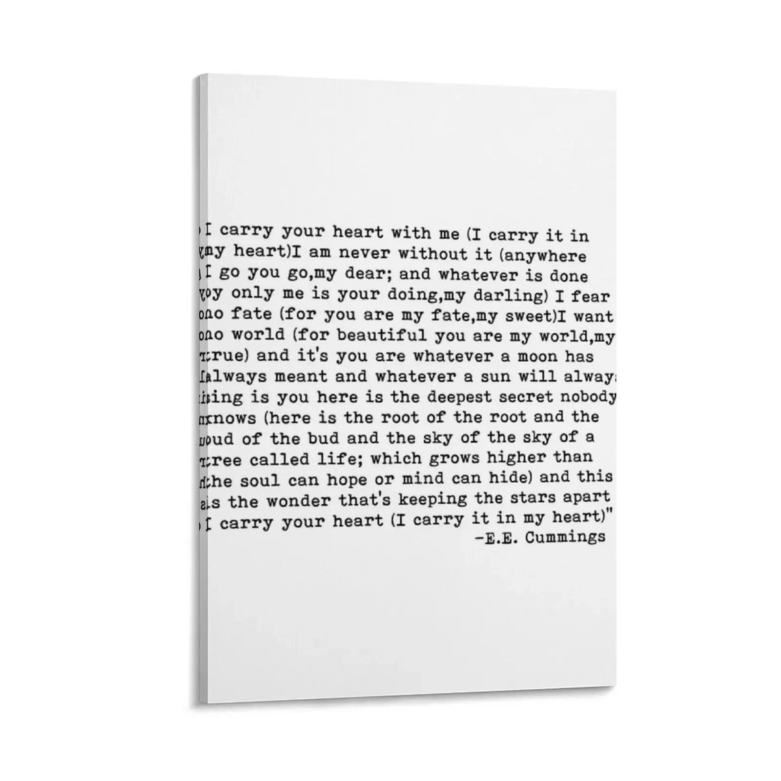 

I carry your heart with me... E.E. Cummings Quote Canvas Painting modern home decoration decorative wall poster