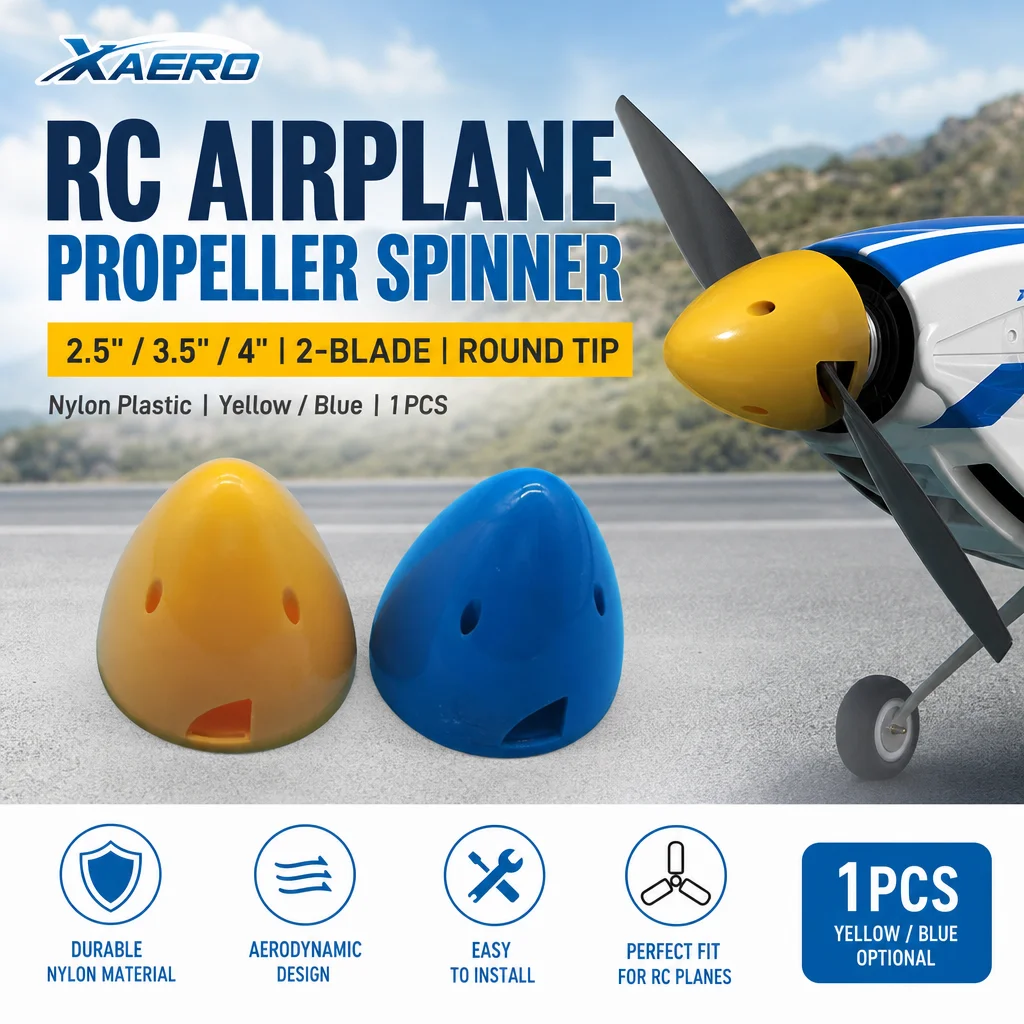 XAERO 1PCS RC Airplane Propeller 2.5/3.5/4 Inch 2-Blade Spinner Round Tip Nylon Plastic Prop Yellow/Blue Spare Parts