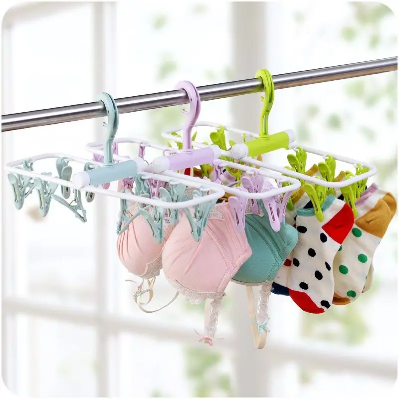 

Creative Cloth Drying Racks Multifunctional Daily Use Household Goods Simple Rack Portable Folding Hanger Clip Travel Friendly