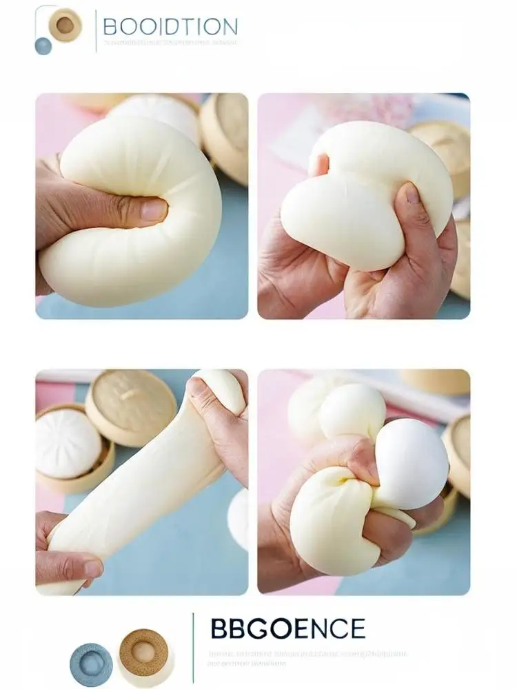 ㉸Simulation Steamed Bun Squishy Toy Slow Rebound Soft Pinch Stress Relief Decompression Toy For Home Office Desktop Decor Gifts