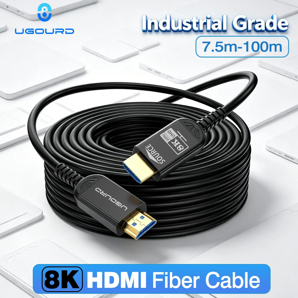 Image of UGOURD Glasfaser HDMI 2.1 Kabel Aktives Optisches AOC HDMI-über-Glasfaser-Kabel 8K60Hz 4K 120Hz Lange Distanz 7,5m - 20m 30m 50m 100m